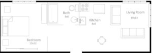 1 bedroom 1 bathroom apartment floor plan