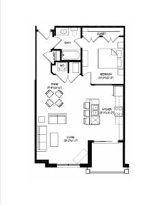 1 bedroom 1 bathroom apartment floor plan