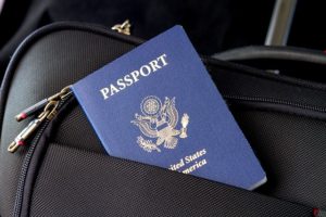 U.S. Passport in pocket of a backpack